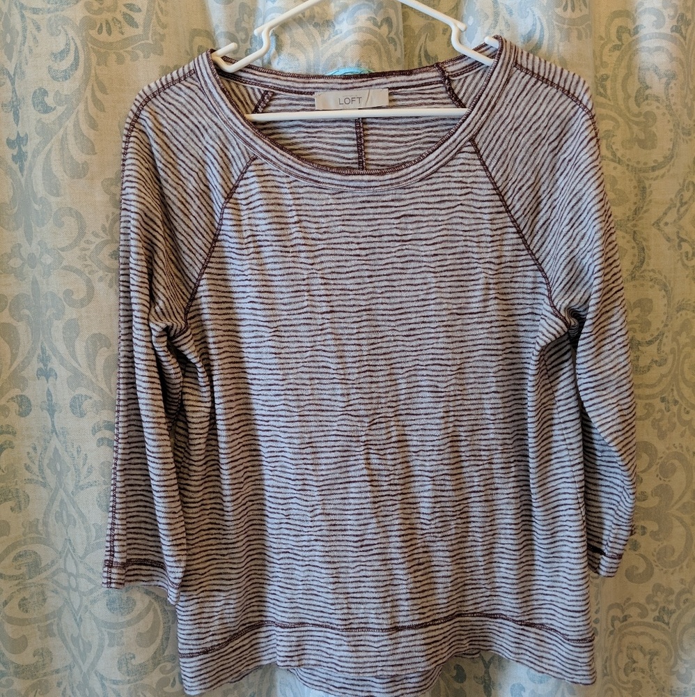 Burgundy and white striped shirt